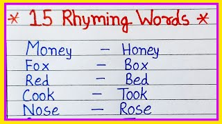 15 Rhyming Words  rhyming words in english  rhyming words list  what are rhyming words [upl. by Acisey]