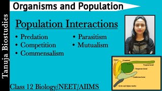 Organisms and Population  Population Interactions  Mutualism  Parasitism  Commensalism  NEET [upl. by Kamila]