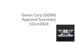 Geron Corp GERN Approval Summary 10Jun2024 [upl. by Kreg]