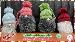 WICHTEL basteln  Schritt für Schritt  aus Pappe amp Wolle  Deko  Geschenk  Baumanhänger  DIY [upl. by Clarisa]