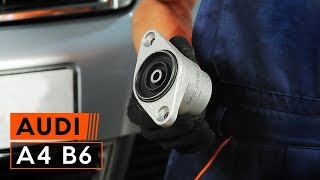 Comment remplacer des coupelle damortisseur arrière sur une AUDI A4 B6 TUTORIEL AUTODOC [upl. by Nahtad248]