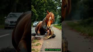 Python vs Horse Shocking Roadside Encounter youtubeshorts [upl. by Crispen781]