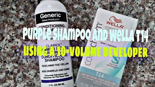 toning with Wella T14 amp purple shampoo using both at the same time [upl. by Yengac]