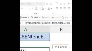 MS Excel Changing to Sentence Case [upl. by Kipton]