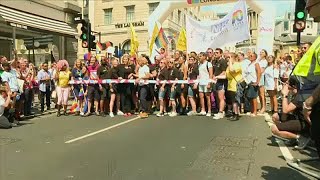 London mayor Sadiq Khan opens Pride parade [upl. by Drawe]