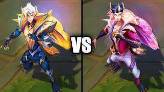 Dragonmancer Rakan vs Prestige Dragonmancer Rakan Skins Comparison League of Legends [upl. by Ardnassac960]