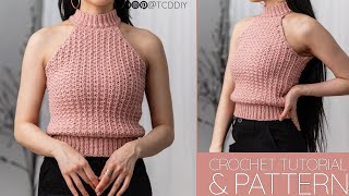 How to Crochet Mock Neck Top  Pattern amp Tutorial DIY [upl. by Cleon605]