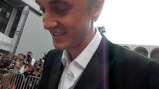 TOM FELTON  NYC Premiere of HP Deathly Hallows 2 SIGNING AUTOGRAPHS [upl. by Enelad627]