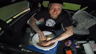 Truck Camping In A Severe Thunderstorm amp Tornado Outbreak  Crock Pot Pizza [upl. by Teeniv]