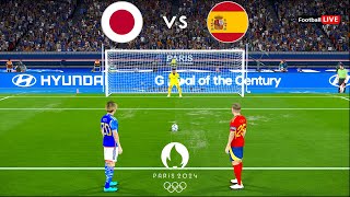 JAPAN vs SPAIN  Penalty Shootout  Olympic Games PARIS 2024 Quarter Final  PES Gameplay [upl. by Nauqe]