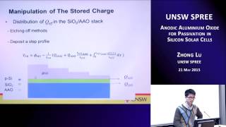 UNSW SPREE 20150521 Zhong Lu  Anodic Aluminium Oxide for Passivation in Si Solar Cells [upl. by Zimmermann669]