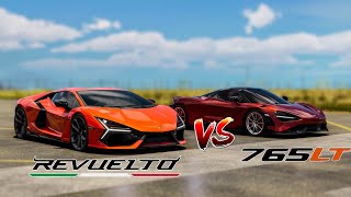 Lamborghini Revuelto Vs Mclaren 765LT The Crew Motorfest stock battle 4K [upl. by Xenos]