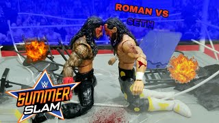 Roman Reigns VS Seth Rollins HARCORE UNSANCTIONED WWE ACTION FIGURE MATCH [upl. by Yarod168]