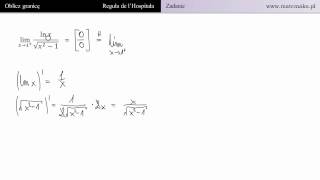 Reguła de lHospitala  zadanie 2 [upl. by Redlac]