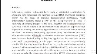 Dual Optimization for Kolmogorov Model Learning Using Enhanced Gradient Descent [upl. by Ekeiram]