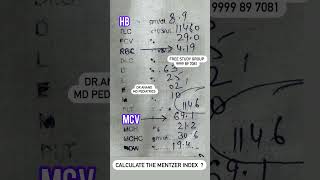 Calculate the MENTZER index of the patient  pneumonia pediatrics newborn [upl. by Lerrad]