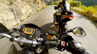 KTM 950 SM vs GSXS 1000  Dual Cam  Col de Braus [upl. by Halehs565]