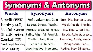 Synonyms and Antonyms  Most Useful Synonyms and Antonyms  English Vocabulary 2021 [upl. by Ytsirc]