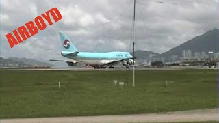 Korean Air 747 Takeoff Hong Kong Kai Tak [upl. by Krischer118]