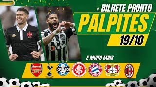 PALPITES DE FUTEBOL PARA HOJE 19 10 2024 SÁBADO  BILHETE PRONTO  Bets Brasil [upl. by Tarazi190]