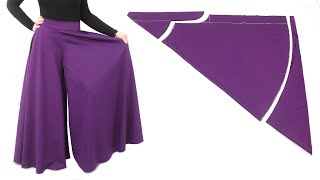 Very Easy Long Circular Palazzo Pant Cutting and Sewing with Elastic Back [upl. by Elsworth356]