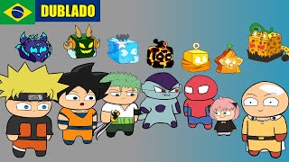 PERSONAGENS DE ANIME COMENDO AS FRUTAS DE BLOX FRUITS DUBLADO [upl. by Deonne577]