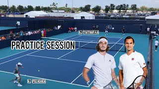 Practice Highlights Federer vs Tsitsipas [upl. by Anelrac100]