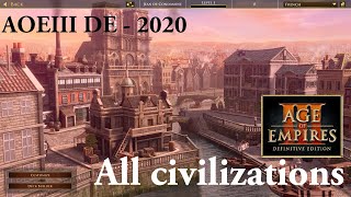 All civilizations  Age of Empires III Definitive Edition 2020 [upl. by Byers393]