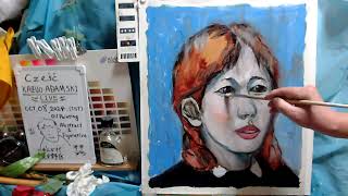 Oil painting portrait day 2 op13462 LIVE quotContemporary artquot [upl. by Floeter]