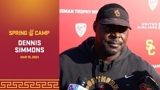 USC WRs coach Dennis Simmons  Spring Camp Practice 1 [upl. by Kohcztiy]