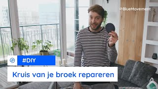 Zelf het kruis van je broek repareren  DIY  Duurzaam met BlueMovement [upl. by Rehpinej733]