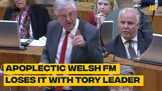 Apoplectic Welsh First Minister loses it with Tory leader [upl. by Aeet]