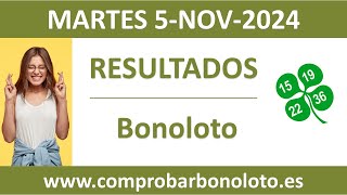 Resultado del sorteo Bonoloto del martes 5 de noviembre de 2024 [upl. by Aynwat]