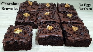 Chocolate Brownies  Without Eggs amp Without Oven [upl. by Suelo231]