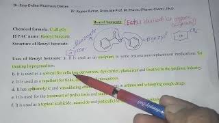 Benzyl benzoatestructure uses chemistry chemicalstructure iupac chemical formula pharmacy [upl. by Pogue484]