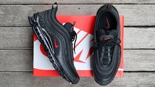 NIKE AIR MAX 97 quotREFLECTIVE LOGOquot BLACK  unboxing  overview amp onfeet [upl. by Dasya497]