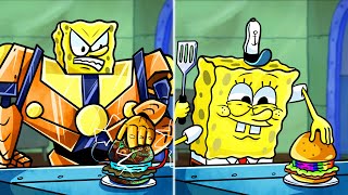 SpongeBob is cooking Rainbowger vs Titan Robots cartoon Animation [upl. by Eisserc]