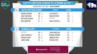 South Croydon Senior v Seddon AA Div 1 [upl. by Garbe982]