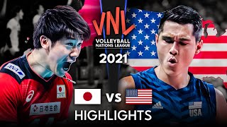 LEGENDARY MATCH  JAPAN vs USA  Mens VNL 2021 [upl. by Trebleda]