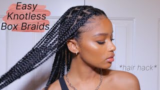 EASIEST KNOTLESS BOX BRAID TUTORIAL EVER  THICK HAIR HACK [upl. by Eima]