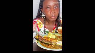 African Food Mukbang Okra soup with Semo fufu [upl. by Acireh]