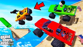 FRANKLIN TRIED IMPOSSIBLE WOODEN RAMP MEGA PARKOUR CHALLENGE IN GTA 5  SHINCHAN and CHOP [upl. by Nattirb]