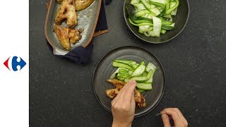 Ailes de poulet marinées moutarde citron et miel et tagliatelles de courgette [upl. by Rasecoiluj519]