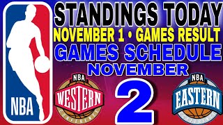 nba standings today November 1 2024  games results  games schedule November 2 2024 [upl. by Ellienad675]