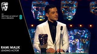 Rami Malek Wins Leading Actor for Bohemian Rhapsody  EE BAFTA Film Awards 2019 [upl. by Nemracledairam]