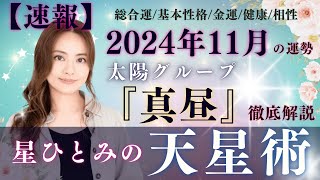 【速報】【星ひとみの天星術】2024年11月の運勢！太陽グループ『真昼』の運勢と相性を徹底解説‼︎ [upl. by Ynnek]