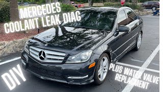 DIY diagnosing a mystery coolant leak on your Mercedes Cclass Bonus water valve replacement [upl. by Cobby]