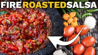 The BEST Way To Make Authentic FIRE ROASTED Salsa Using a Molcajete [upl. by Atsirc]