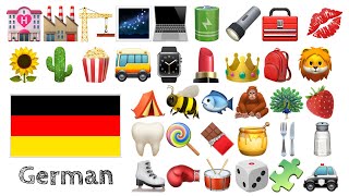 Lerne 400 Wörter  Deutsch mit Emojis  🌻🌵🍿🚌⌚️💄👑🎒🦁🌹🥕⚽🧸🎁 [upl. by Schroth20]