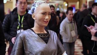 Sophia the Robot Attends CES 2019 [upl. by Ynwat]